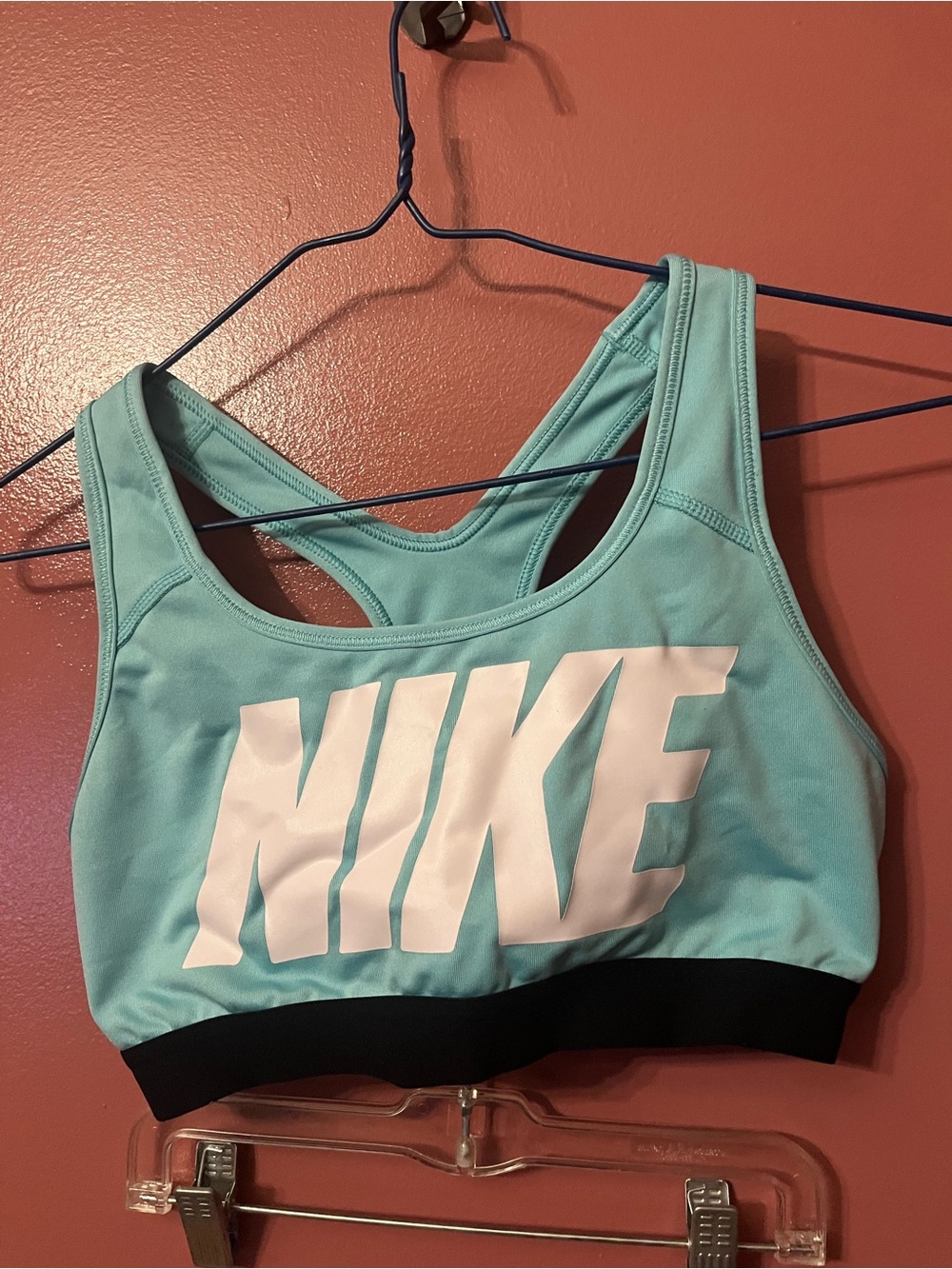 Nike Women's Aqua Racerback Sports Bra with Black Band